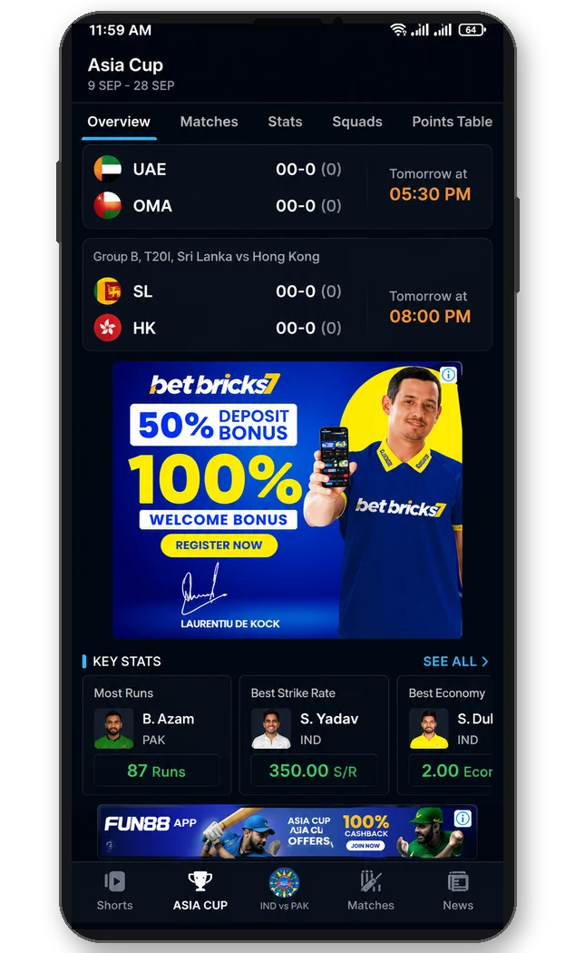 Live-score app activation